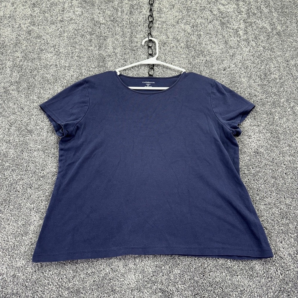 Croft & Barrow Shirt Womens XL Blue Short Sleeve Crew Neck Cotton Tee Casual